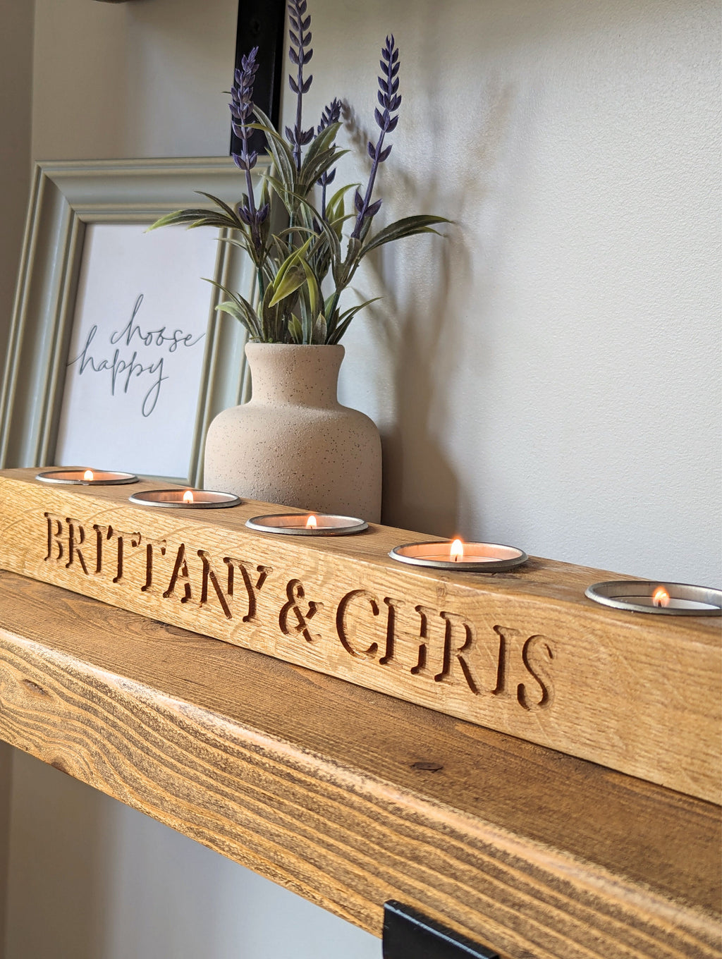 Personalised Engraved Oak Candle Holder | Anniversary Gift