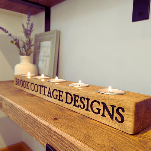 Personalised Engraved Oak Candle Holder | Anniversary Gift