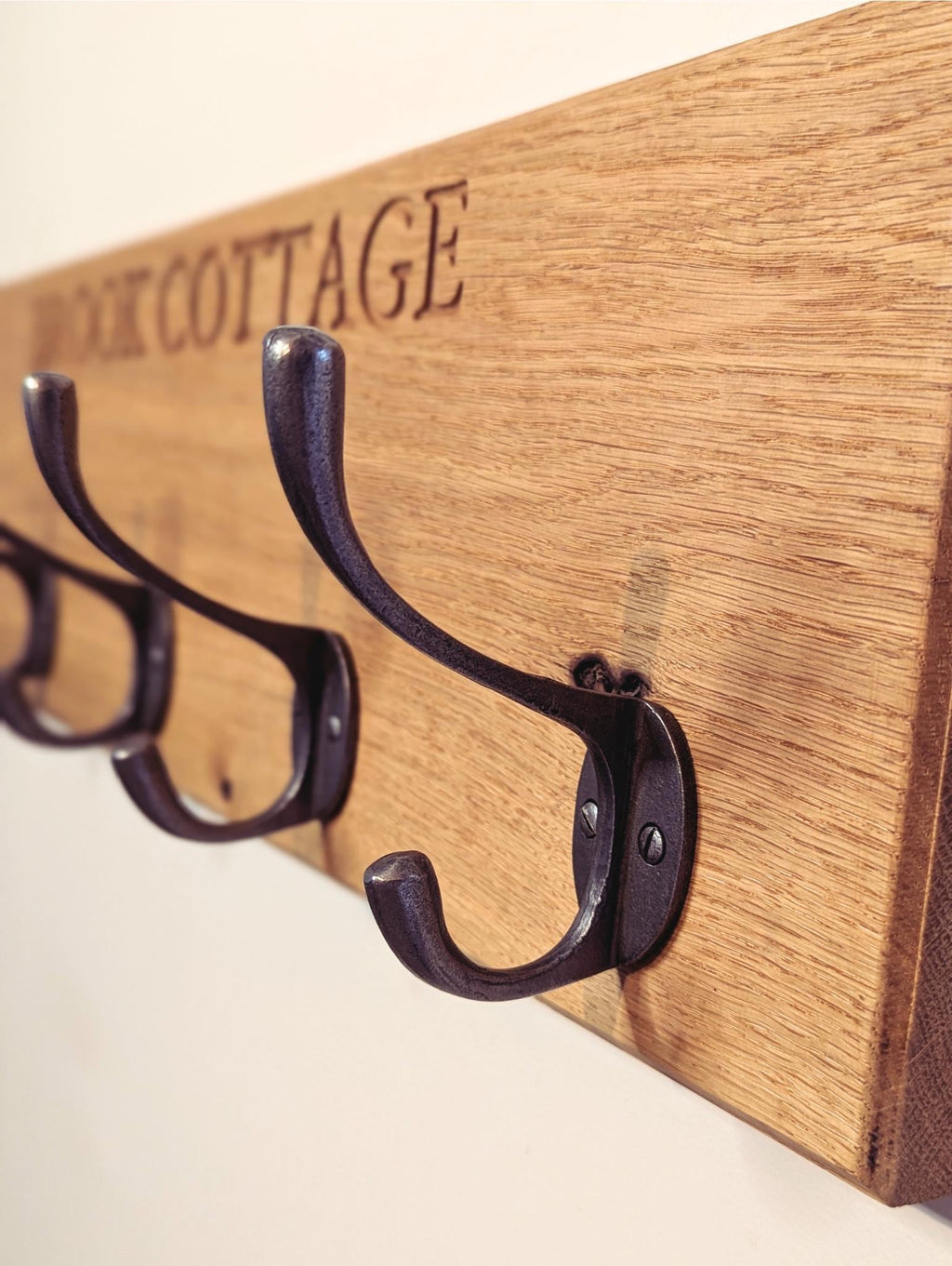 Personalised Solid Oak Coat Rack | Engraved Wooden Hook | New Home