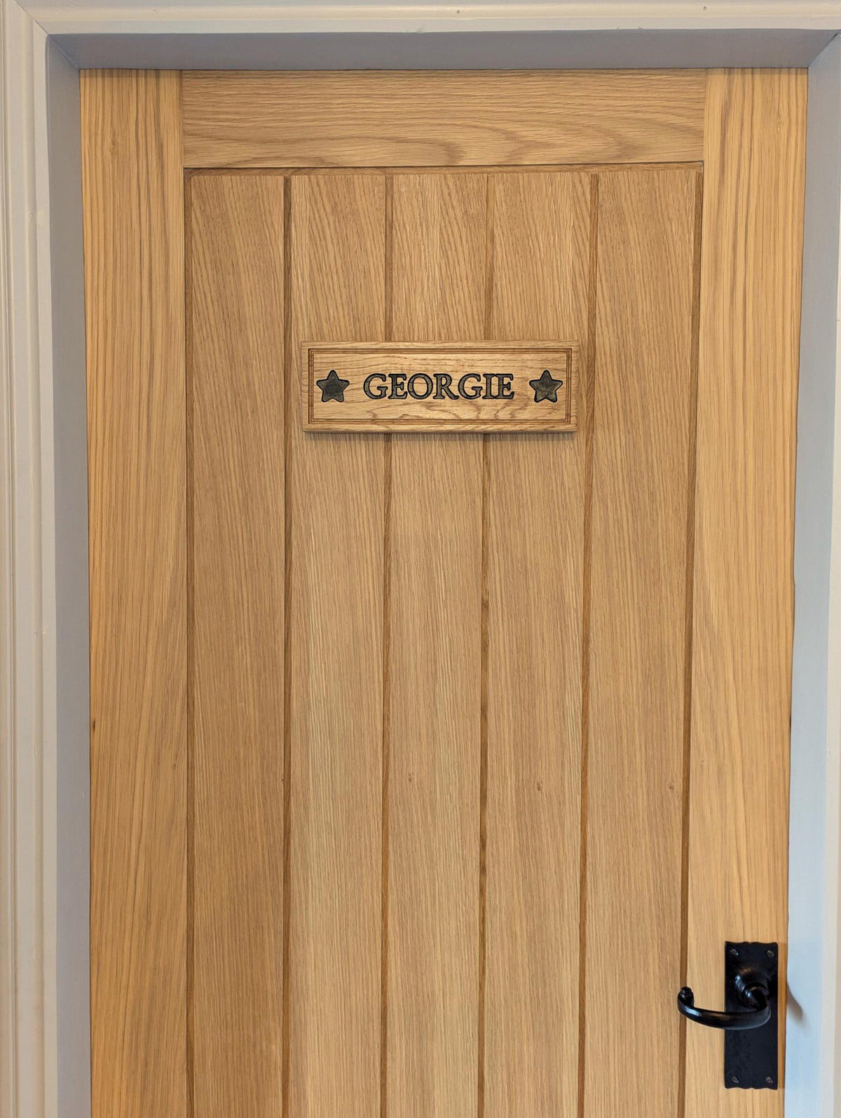 Personalised  Wooden Door Sign | Engraved Name Plaque | Solid Oak