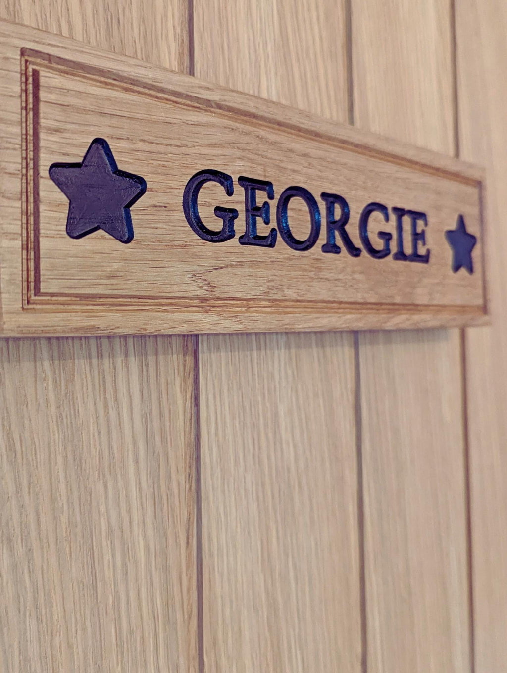 Personalised  Wooden Door Sign | Engraved Name Plaque | Solid Oak