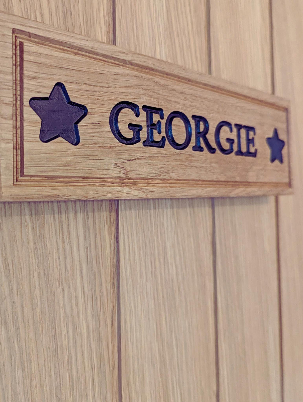 Personalised  Wooden Door Sign | Engraved Name Plaque | Solid Oak