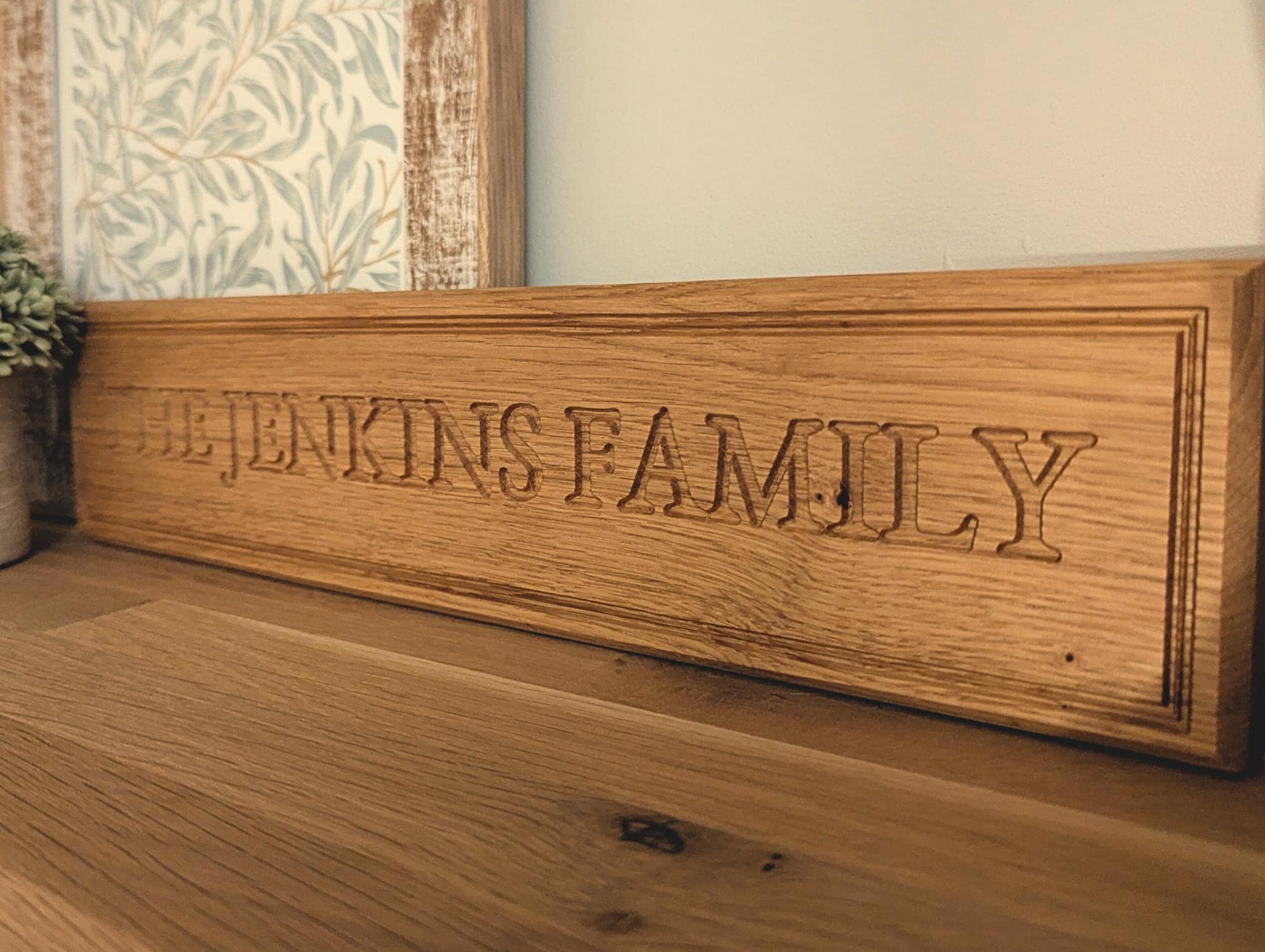 Personalised Wooden Sign | Solid Oak | Engraved | Family Name | Wedding Plaque - Medium