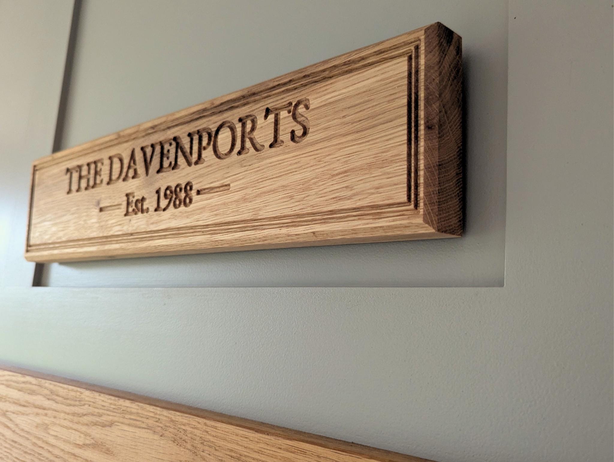 Personalised Wooden Sign | Solid Oak | Engraved | Family Name | Wedding Plaque - Medium