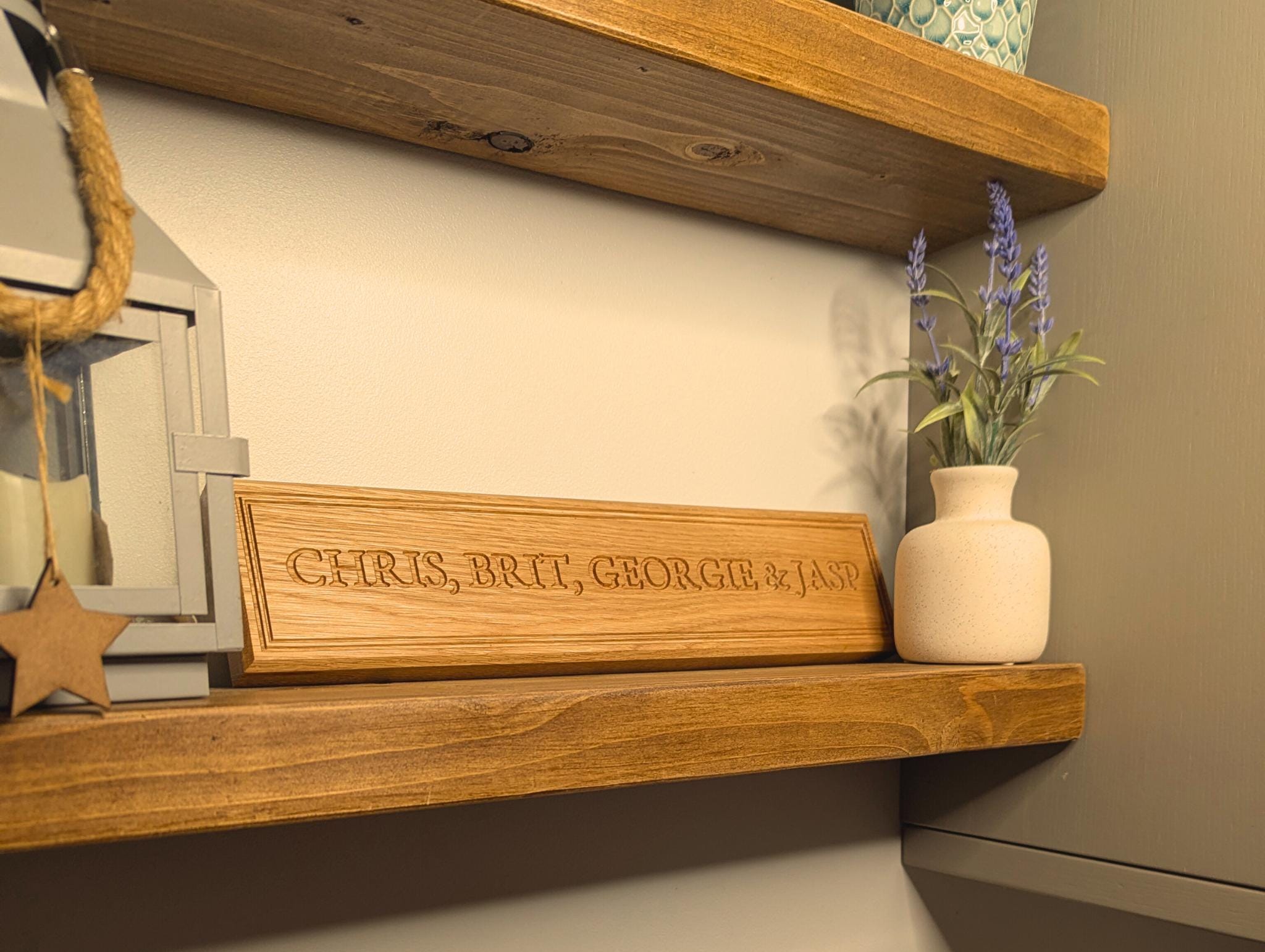 Personalised Wooden Sign | Solid Oak | Engraved | Family Name | Wedding Plaque - Medium