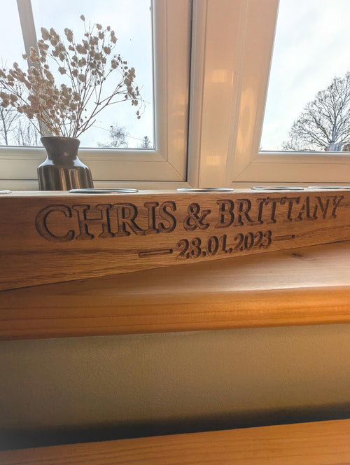 Personalised Engraved Oak Candle Holder | Anniversary Gift, New Home Decor