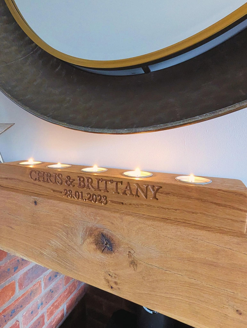 Personalised Engraved Oak Candle Holder | Anniversary Gift, New Home Decor