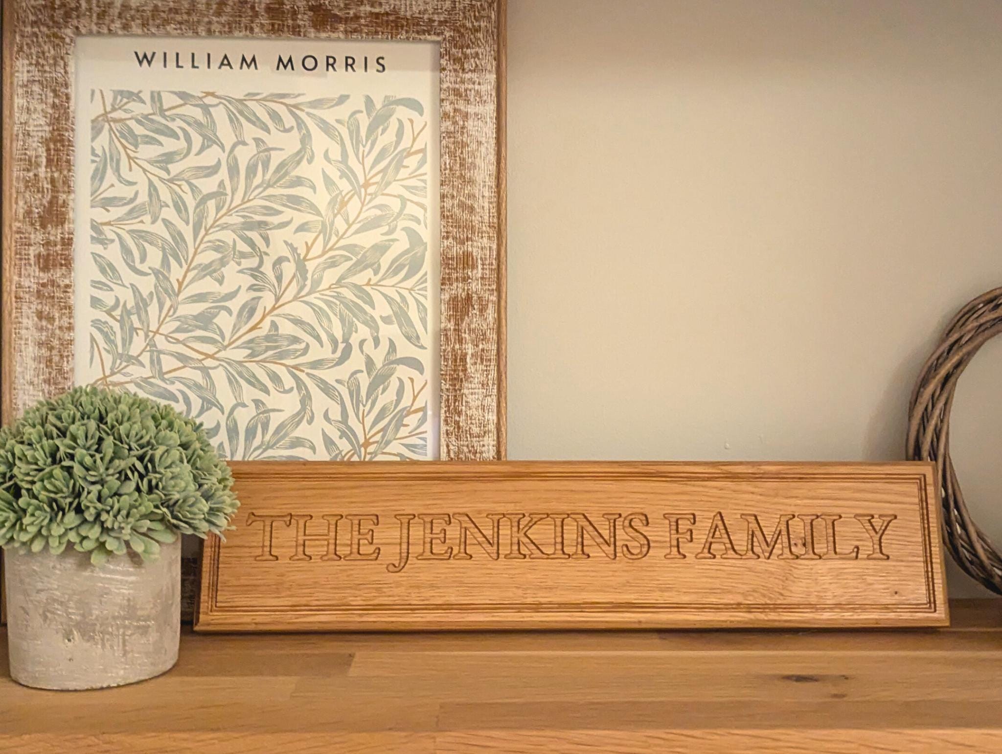 Personalised Wooden Sign | Solid Oak | Engraved | Family Name | Wedding Plaque - Medium