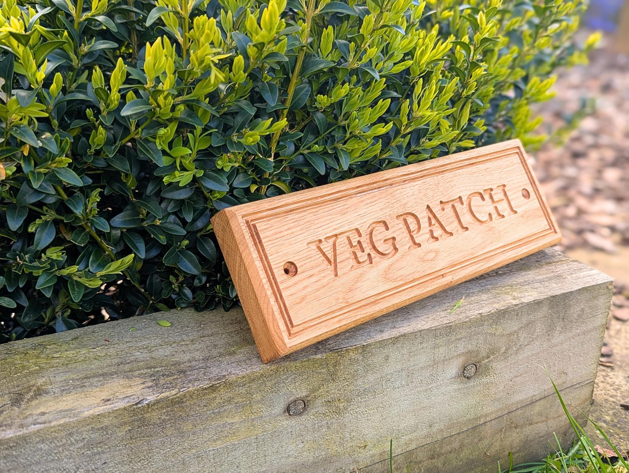 Personalised Oak Garden Sign – Engraved Wooden Plaque for Gate, Shed, Workshop - Small
