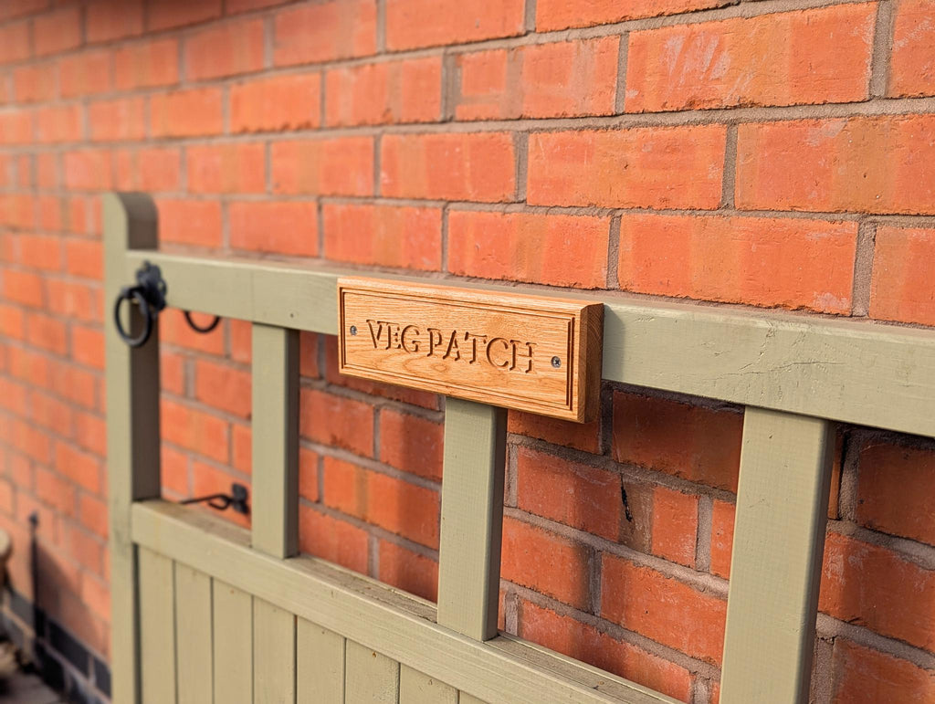 Personalised Oak Garden Sign – Engraved Wooden Plaque for Gate, Shed, Workshop - Small