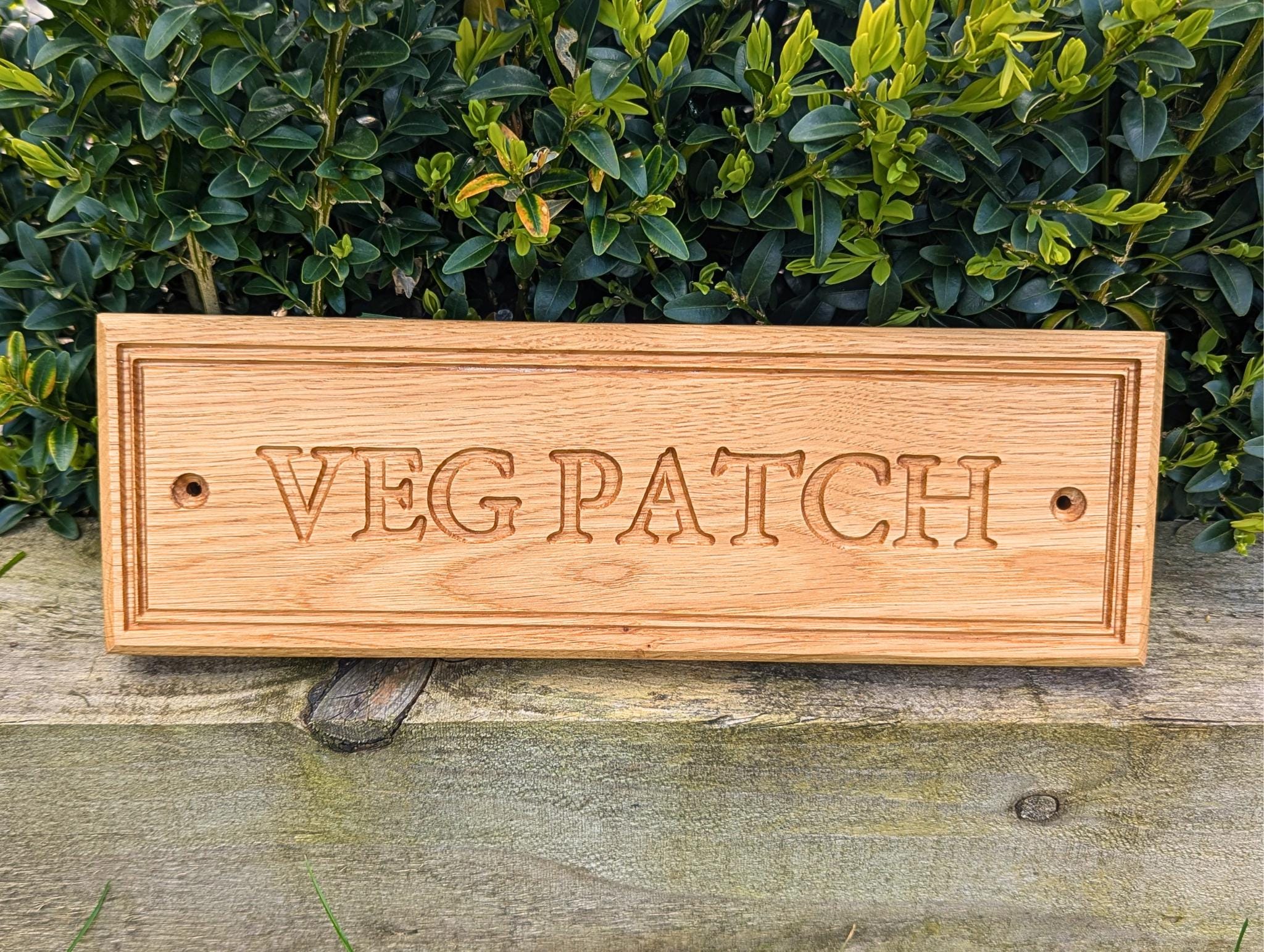 Personalised Oak Garden Sign – Engraved Wooden Plaque for Gate, Shed, Workshop - Small