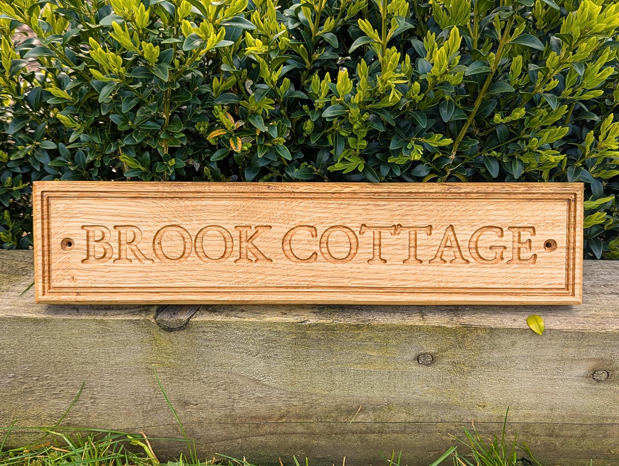 Personalised Oak Garden Sign – Engraved Wooden House Plaque, Gate, Workshop Plaque - Large