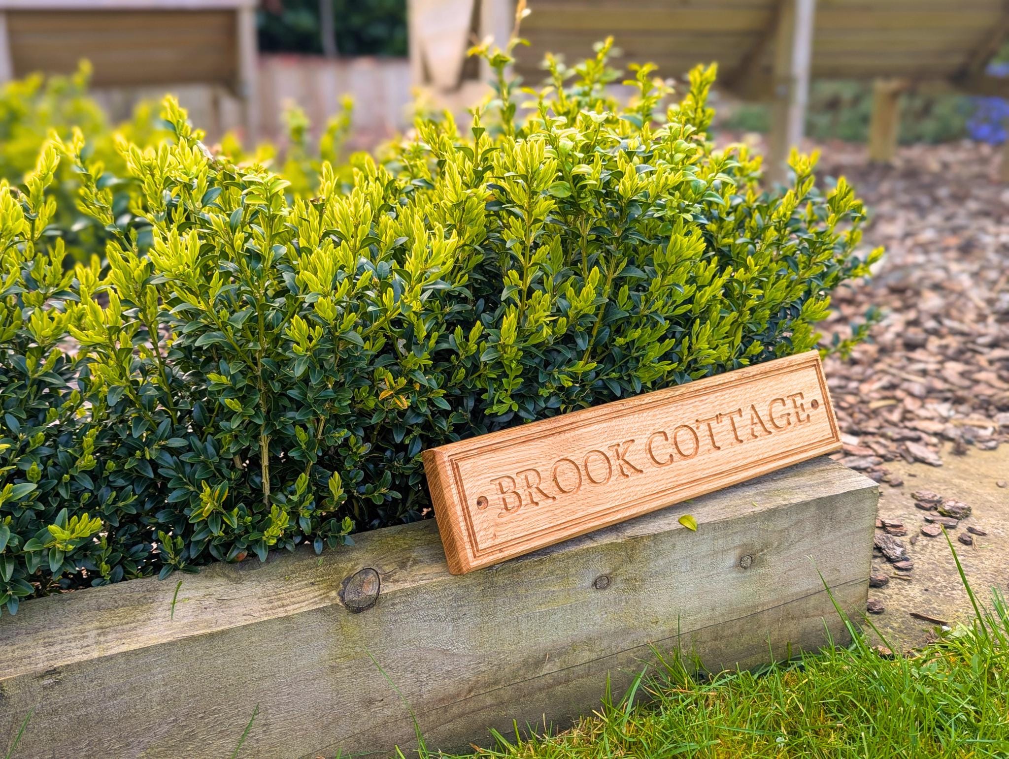 Personalised Oak Garden Sign – Engraved Wooden House Plaque, Gate, Workshop Plaque - Large