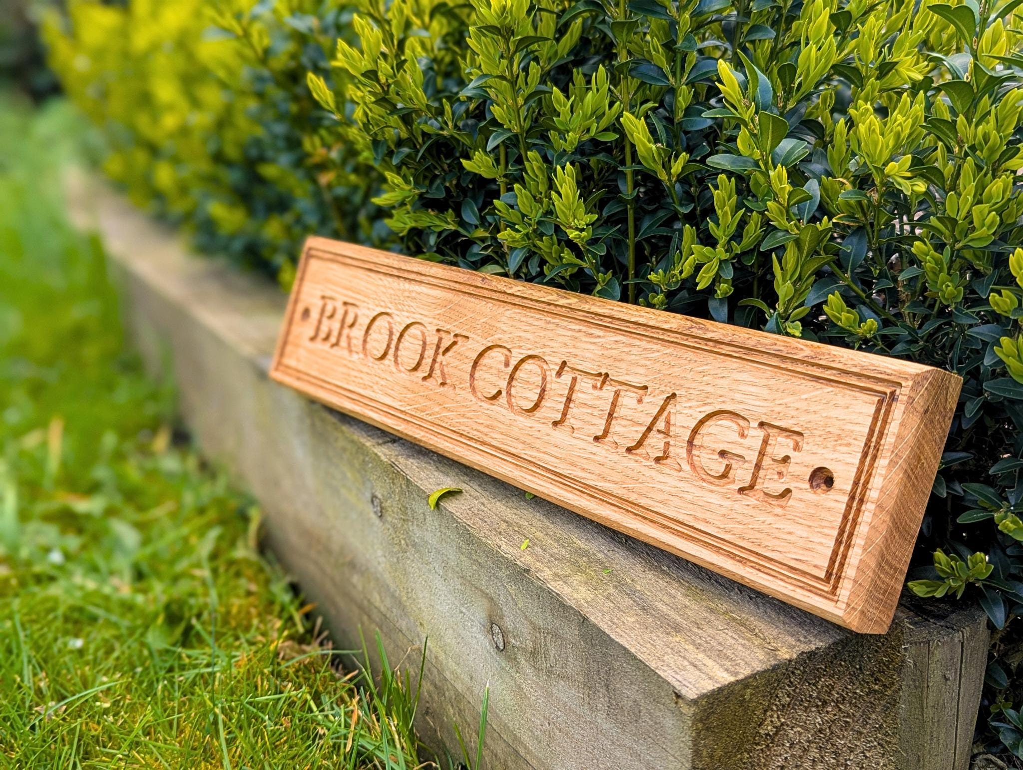 Personalised Oak Garden Sign – Engraved Wooden House Plaque, Gate, Workshop Plaque - Large