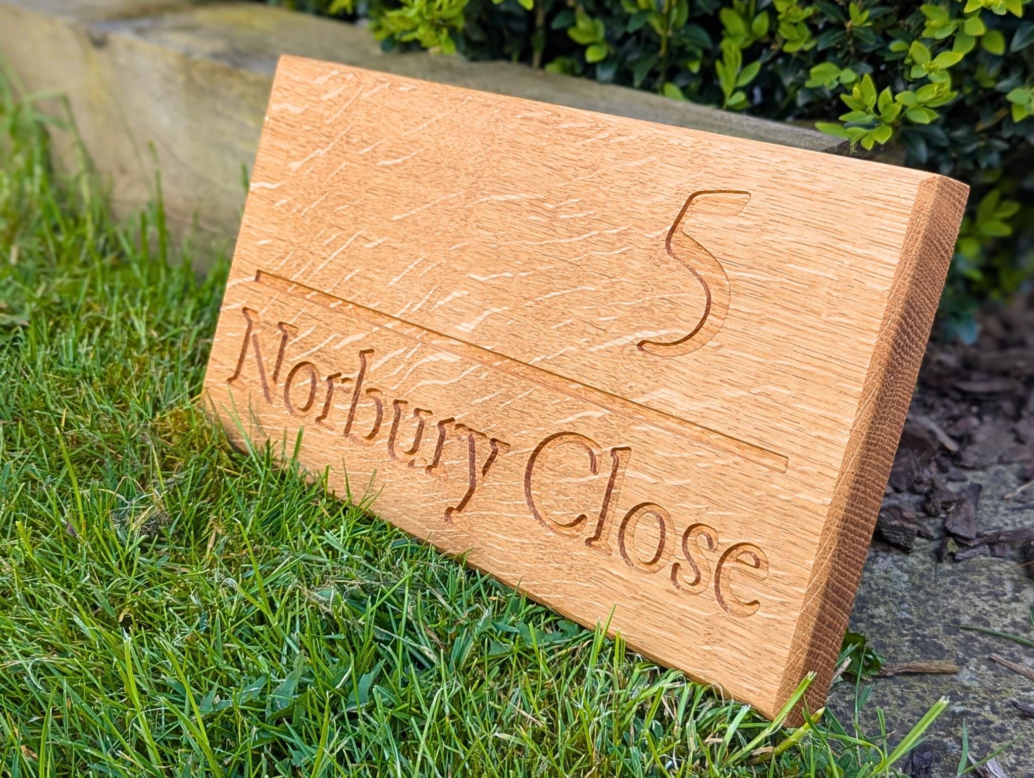 Personalised Oak House Sign – Engraved Address, Number, Gate Plaque