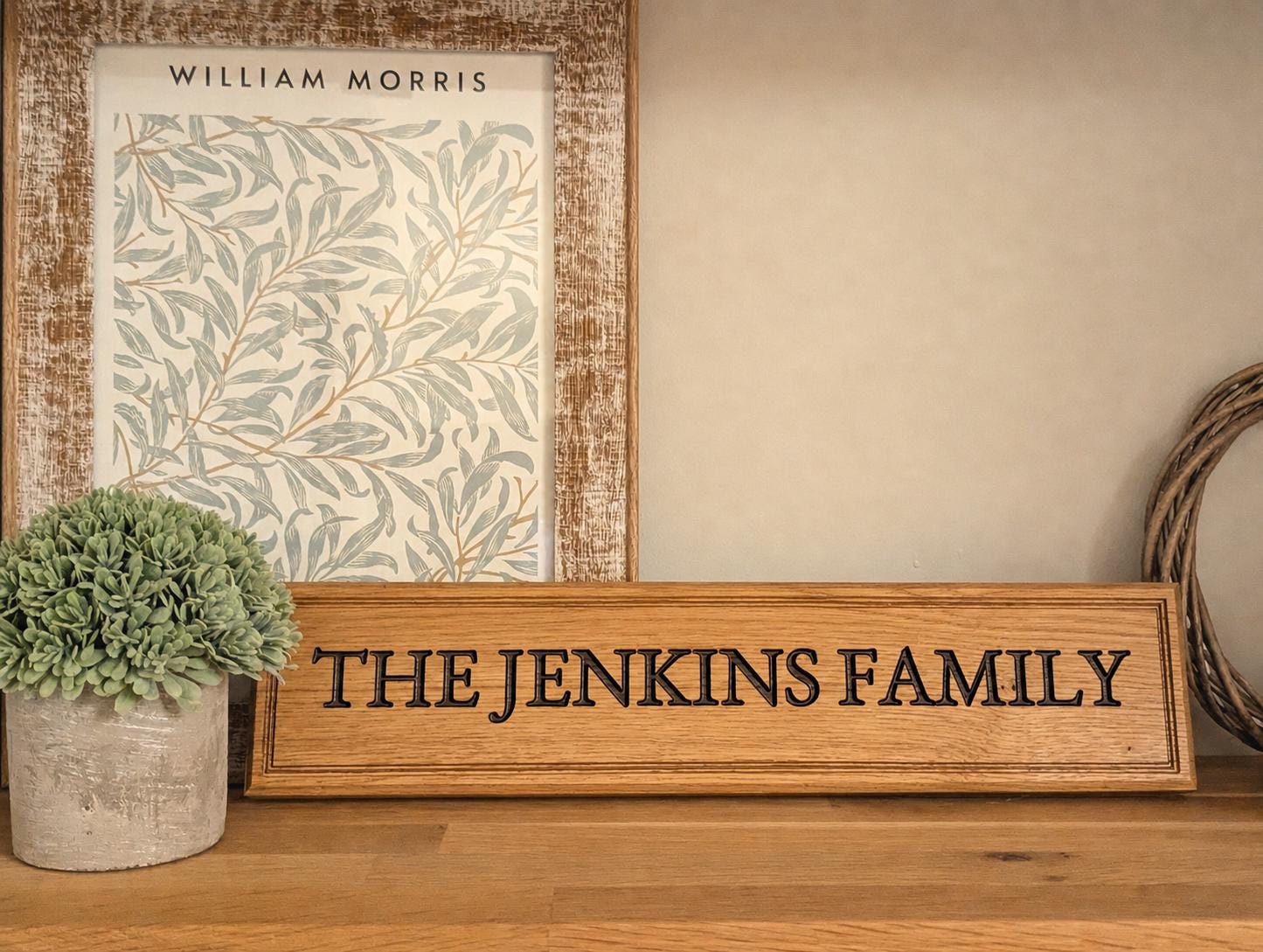 Personalised Wooden Sign | Solid Oak | Engraved | Family Name | Wedding Plaque - Medium