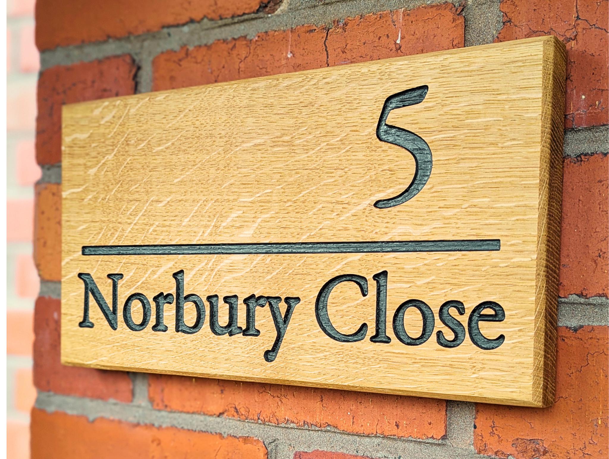 Personalised Oak House Sign – Engraved Address, Number, Gate Plaque