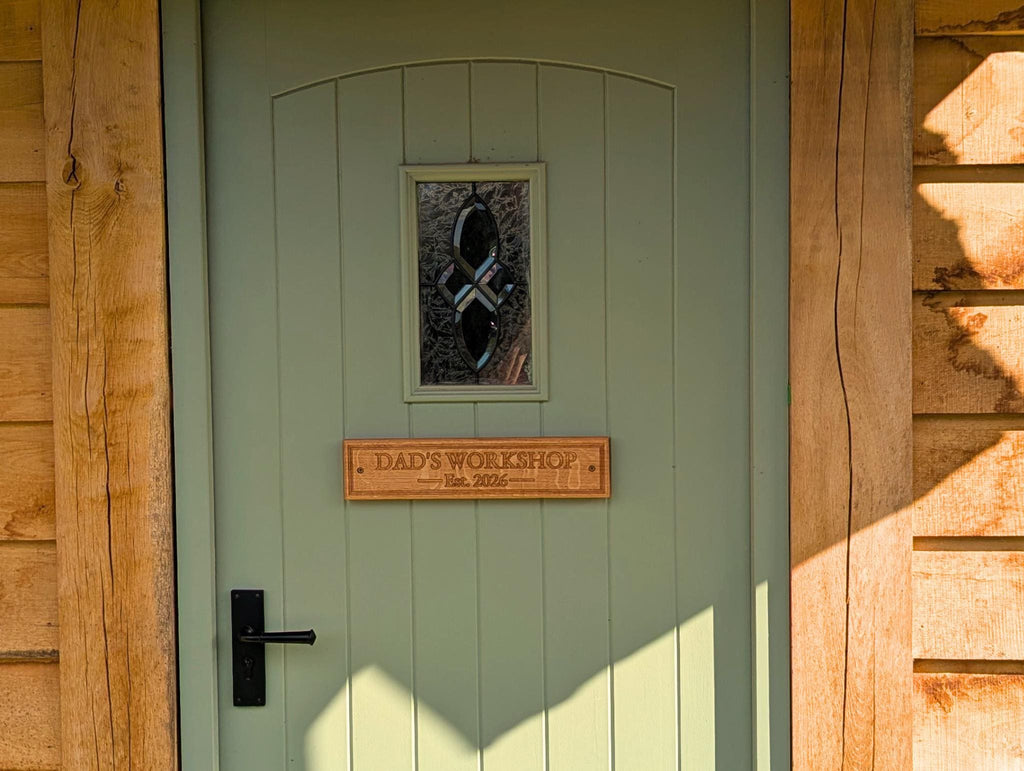 Custom Wood Sign – Fathers Day Gift, Personalised, Gate, Workshop, Outdoor Sign, Plaque - x2 Lines of Text
